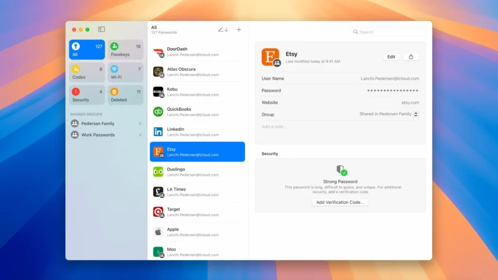 App Contraseñas de Apple