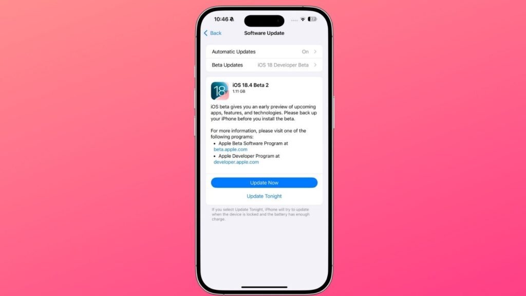 iOS 18.4 Beta 2