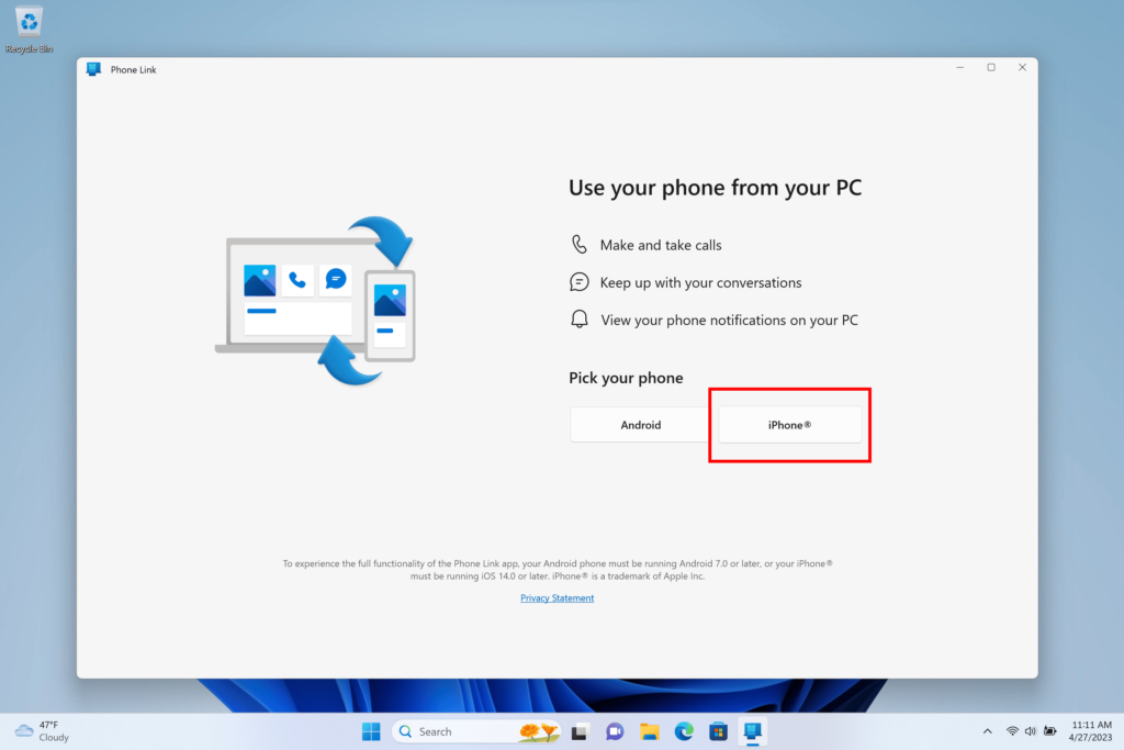 iPhone y Windows 11