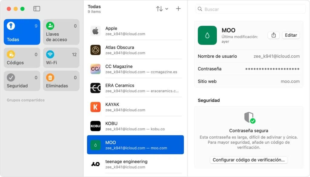 App Contraseñas de Apple