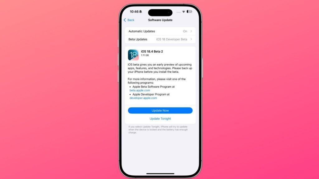iOS 18.4 Beta 2